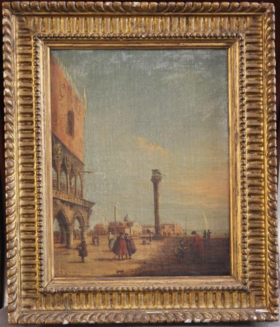 School of Guardi View of the Piazetta, Venice, 11 x 8.5in.